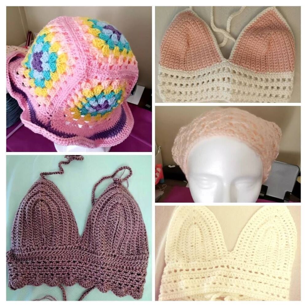 Crochet handmade one piece hat or cop top - Picture 2 of 12